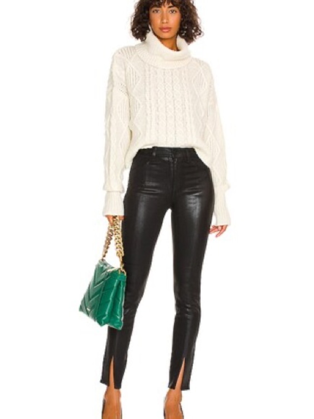 Jyothi High Rise‎ Split Ankle Jeans in Noir Coated